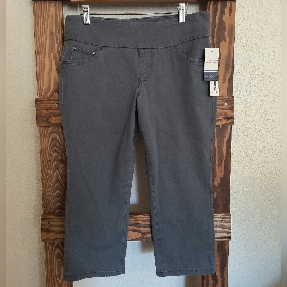 Jag Petite High Rise Peri Straight Crop Cotton Capris NWT